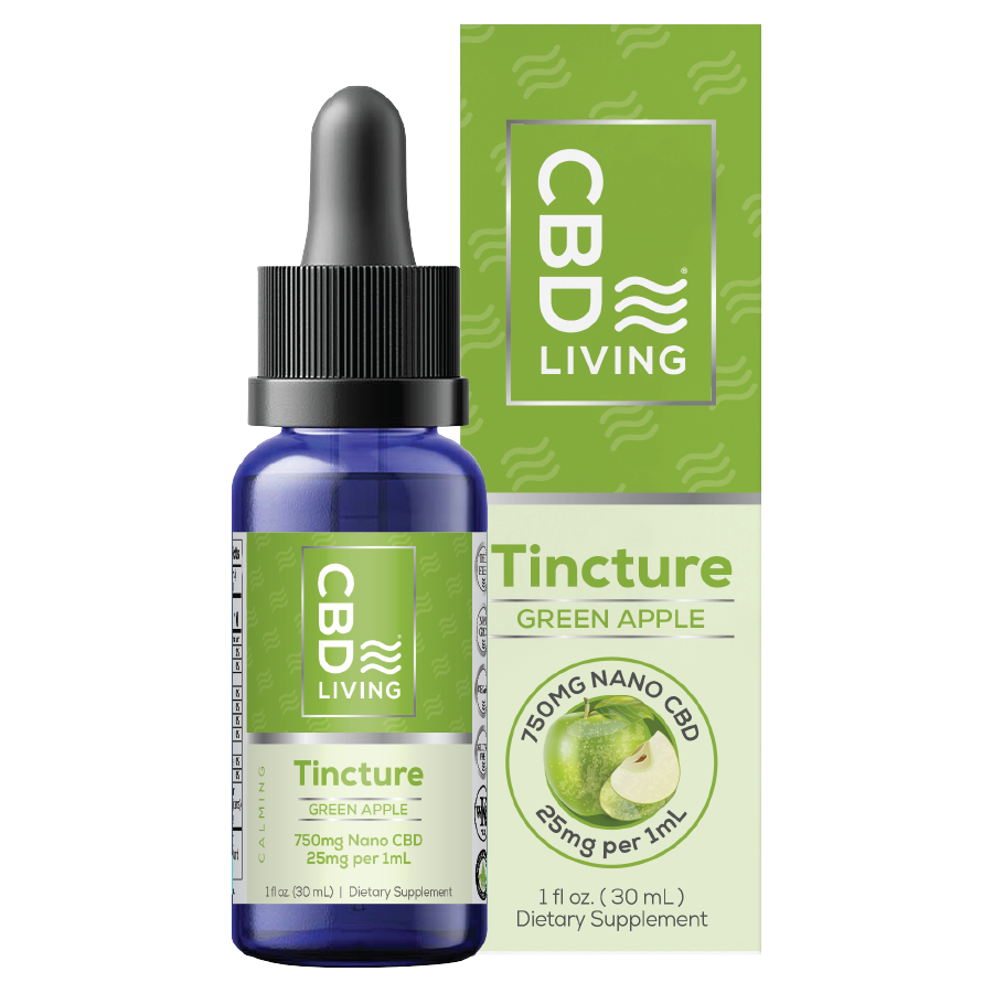 CBD Tincture - CBD Oil Drops Green Apple 750 mg  - CBD Living