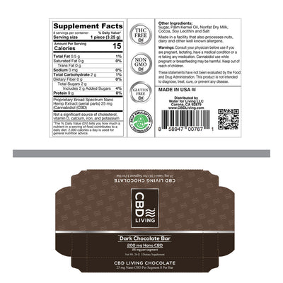 CBD Chocolate Bar 200 mg    - Supplement facts