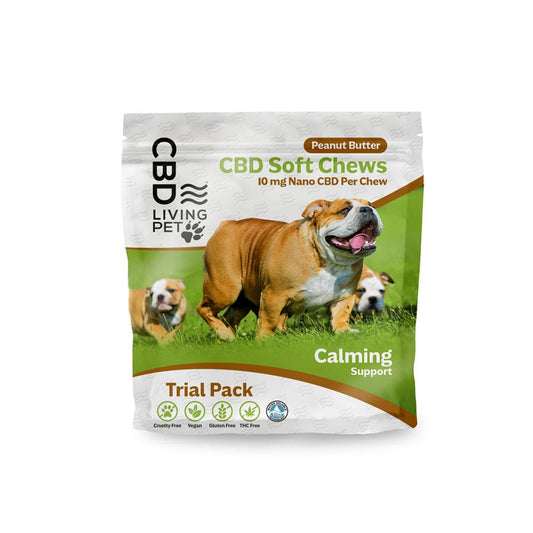 CBD Dog Chews Peanut Butter - Calming Support 5ct Trial Bag 50mg   - CBD Living