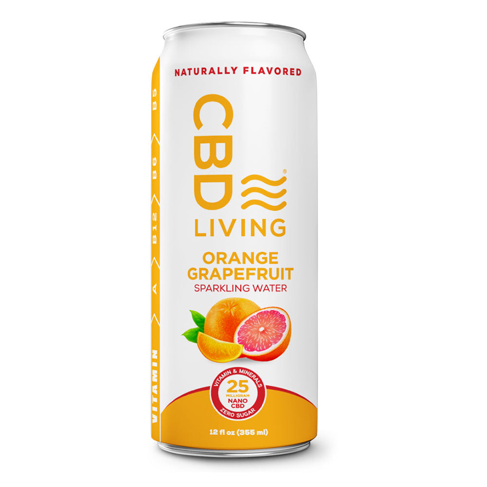 CBD Sparkling Water 25 mg Single Orange Grapefruit  - CBD Living
