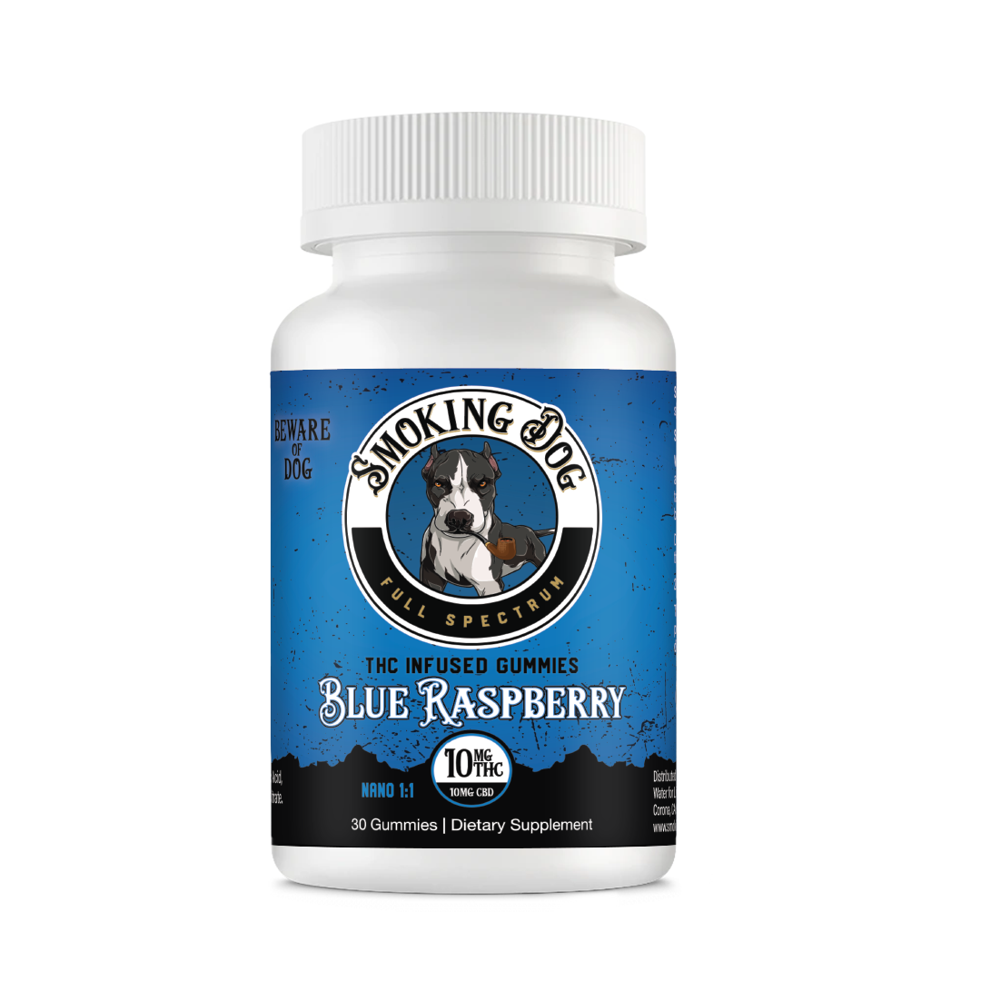 Smoking Dog CBD + THC Gummies (10mg CBD : 10mg THC) - 30ct Blue Raspberry   - CBD Living