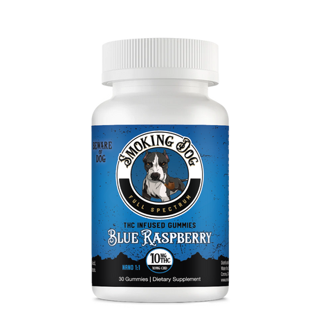 Smoking Dog Blue Raspberry CBD+THC Gummies CBD Living Smoking Dog Blue Raspberry CBD+THC Gummies CBD Living